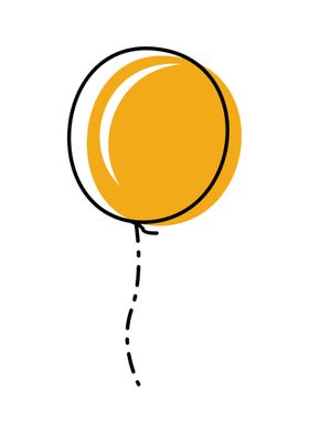 Balloon Line Art Yellow