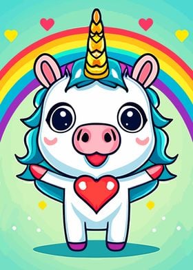 Funny unicorn cute heart