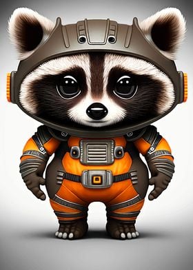 Raccoon astronaut in space