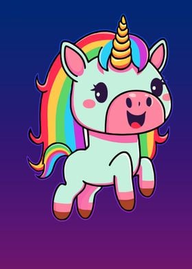 Cute unicorn rainbow mane