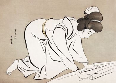 Woman Folding a Kimono