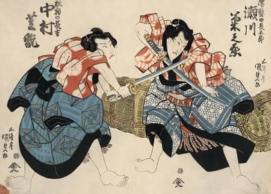 Ukiyo e Two Warriors