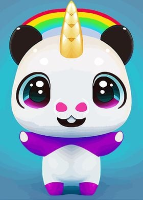 Cute unicorn panda kawaii