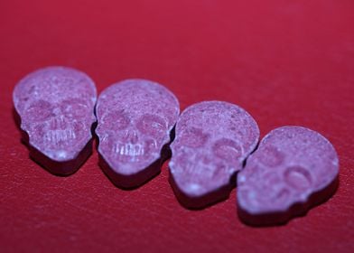 Pink skull ecstasy pill