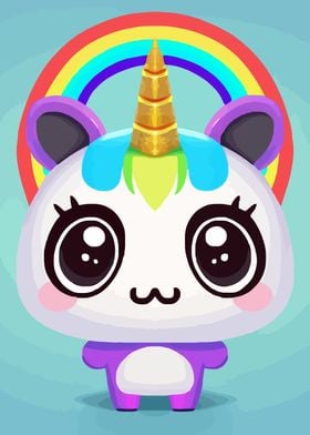 Cute unicorn panda kawaii