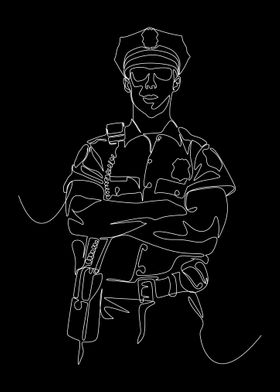 Police Officer Line Art