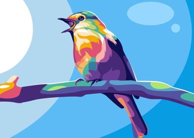 Cute Bird Landscape Popart