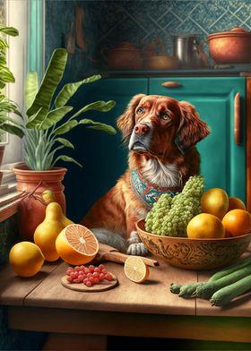 Dog and Fruits