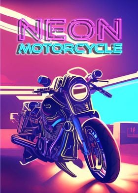 Retro Neon Motorcycle