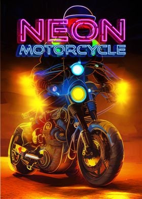 Retro Neon Motorcycle