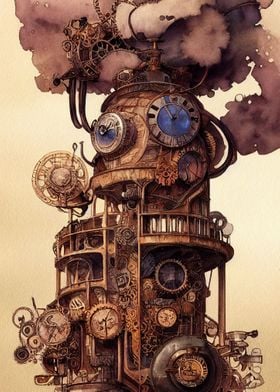 Steampunk machine in tree