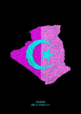 Algeria Neon Flag Map