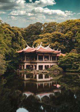 Beige and brown temple