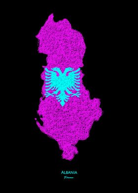 Albania Neon Flag Map