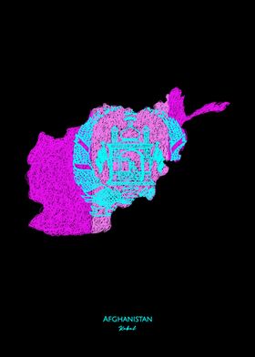 Afghanistan Neon Flag Map