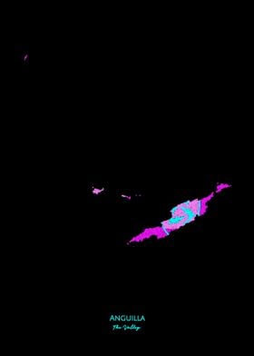 Anguilla Neon Flag Map