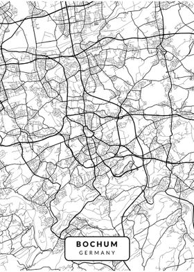 Bochum city map white