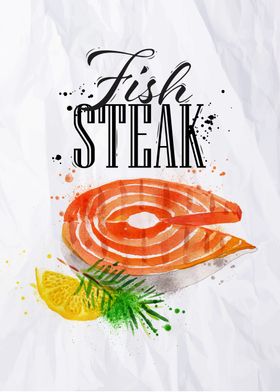Fish steak watercolor