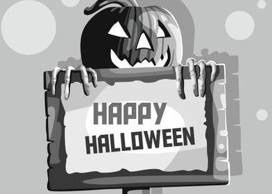 Grayscale Happy Halloween