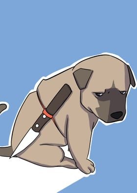 dog with knife