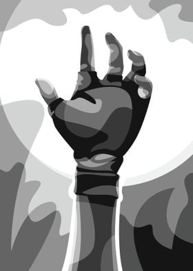 Grayscale Hand Zombie Art