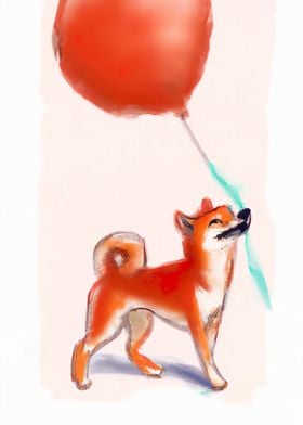 Red Balloon Shiba