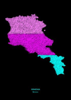 Armenia Neon Map Flag