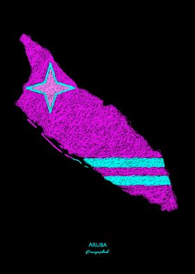 Aruba Neon Map Flag