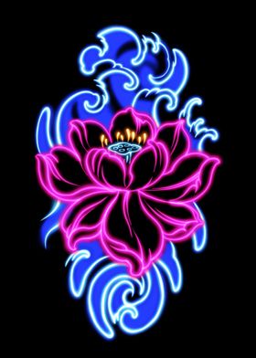 Neon flower wave