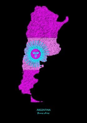 Argentina Neon Map Flag