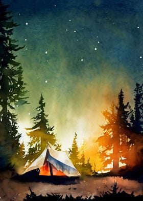 Camping sunset