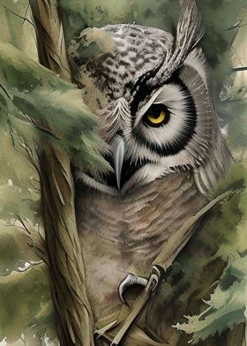 owl and pine