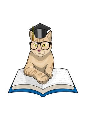 Cat Professor Book Glasses