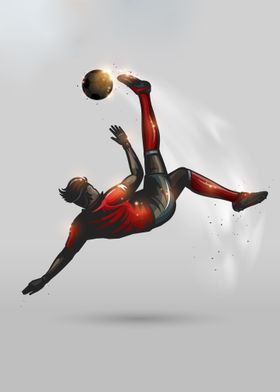 Soccer high overhead kick