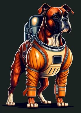 Boxer dog astronaut space