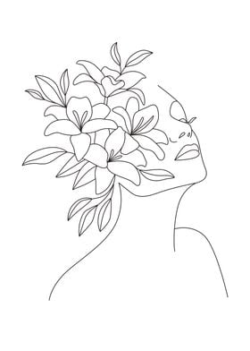 Elegant Floral woman face