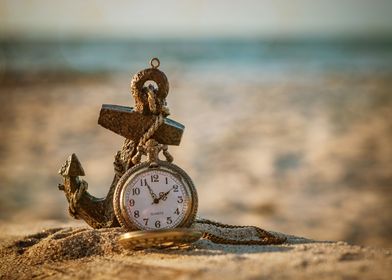 Beach Sea Anchor Clock