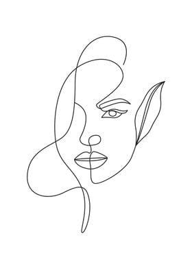 Girl face continuous line