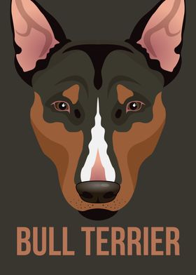 Cute Bull Terrier Dog Face