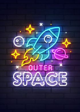 Outer Space Neon Sign