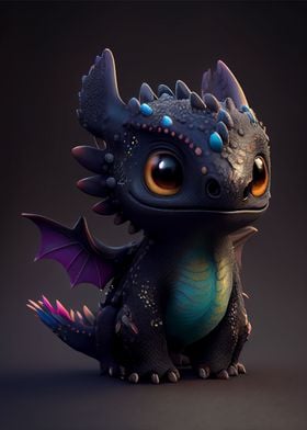 Cute Black Dragon 8' Poster by Holzkovic | Displate