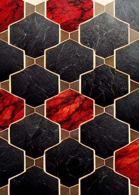 Geometric RedBlack Marble 