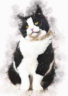 Cute Cat Watercolor