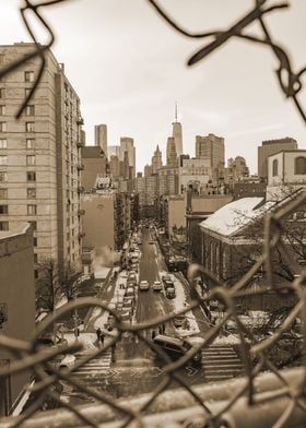 New York Skyline NYC Sepia