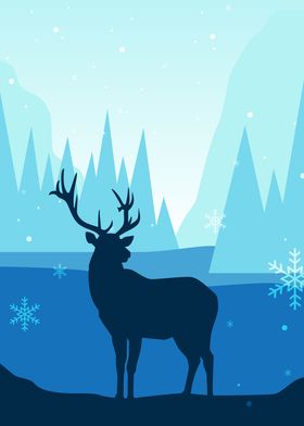 Deer Winter Landscape
