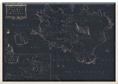 Old vintage map of Ischia