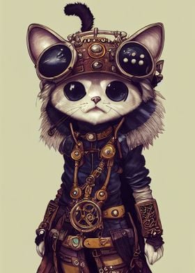 Cute Chibi Steampunk Cat