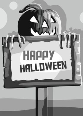 Gray Happy Halloween Art