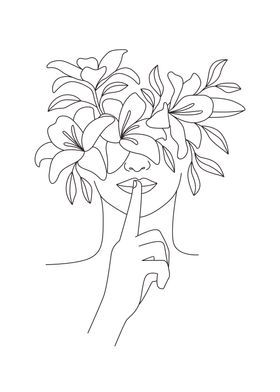 Tropical floral woman head