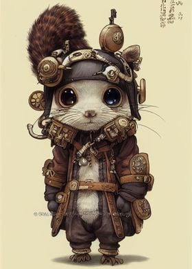 Cute Chibi Steampunk Squirrel